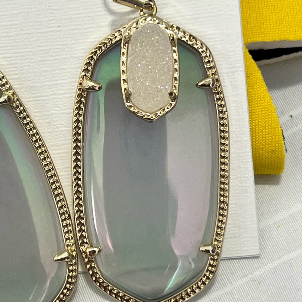 Kendra Scott RARE & RETIRED Darcy Earrings Iridescent & Iridescent Drusy GORG! - Picture 13 of 14